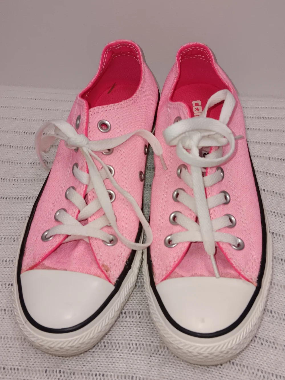 Converse Pink Low-Top Canvas Sneakers with White Accents